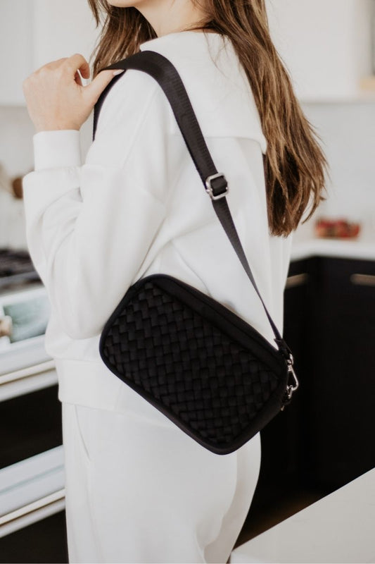 Black Woven Women's Crossbody Bag