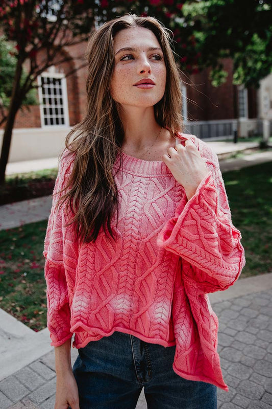 Pink Slouchy Lightweight Knit Sweater