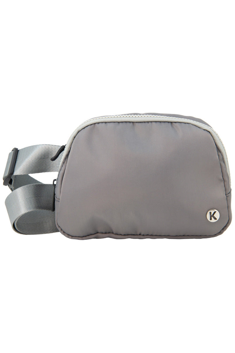 Gray Solid Crossbody Fanny Pack