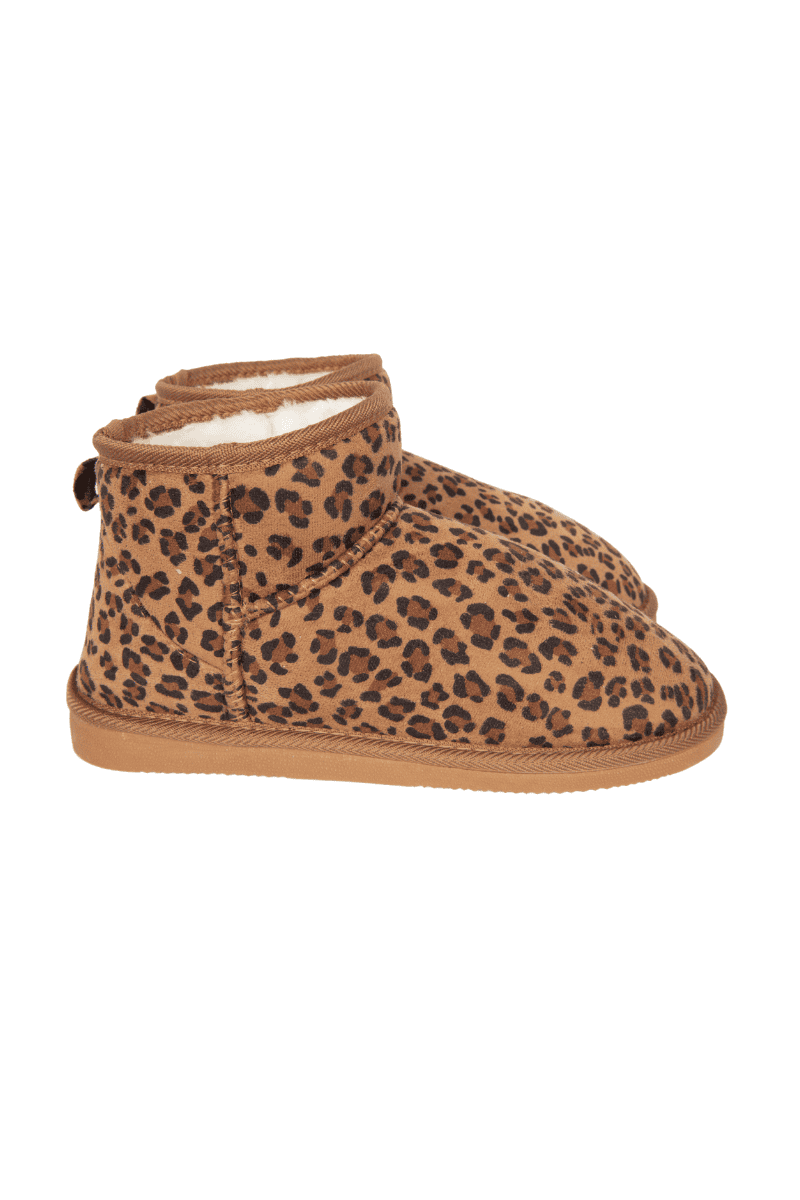 Leopard Print Fur Mini Ankle Boots
