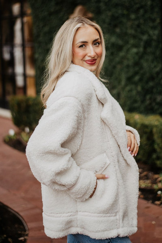 White Sherpa Teddy Jacket