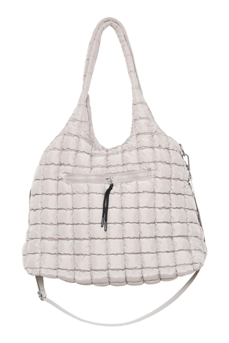Sand Rectangular Quilted Tote Bag Puffer