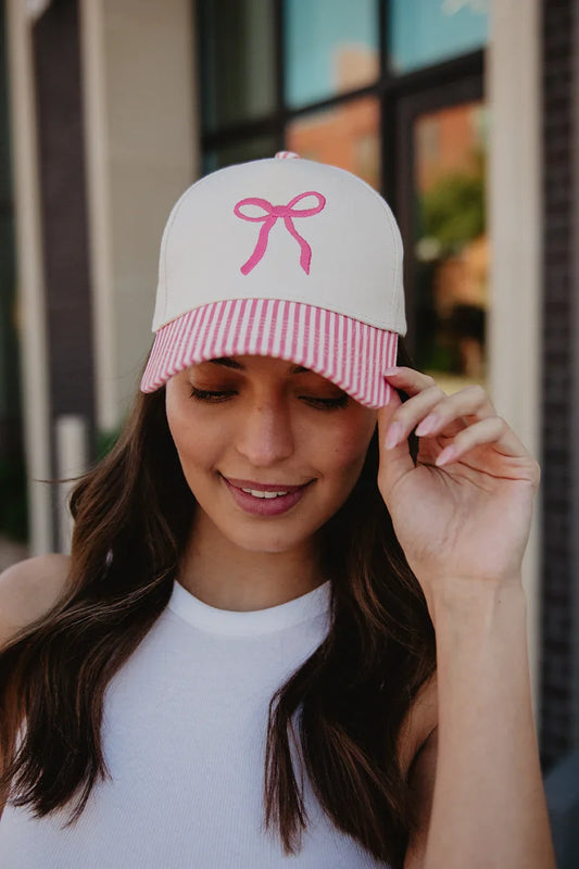 Black Coquette Bow Vintage Two-Toned Hat