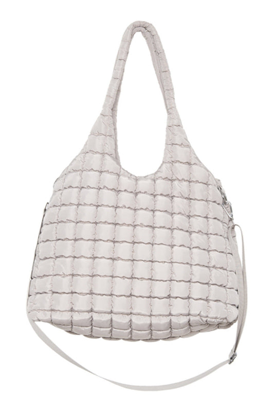 Sand Rectangular Quilted Tote Bag Puffer