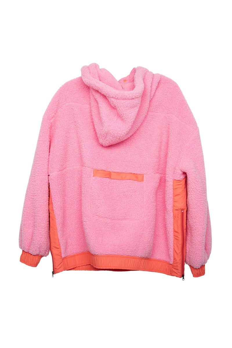 Pink Two-Toned Fleece Pullover Women