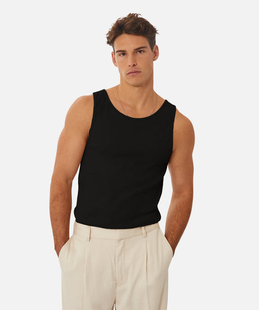 The Brando Ribbed Tank Top - Black