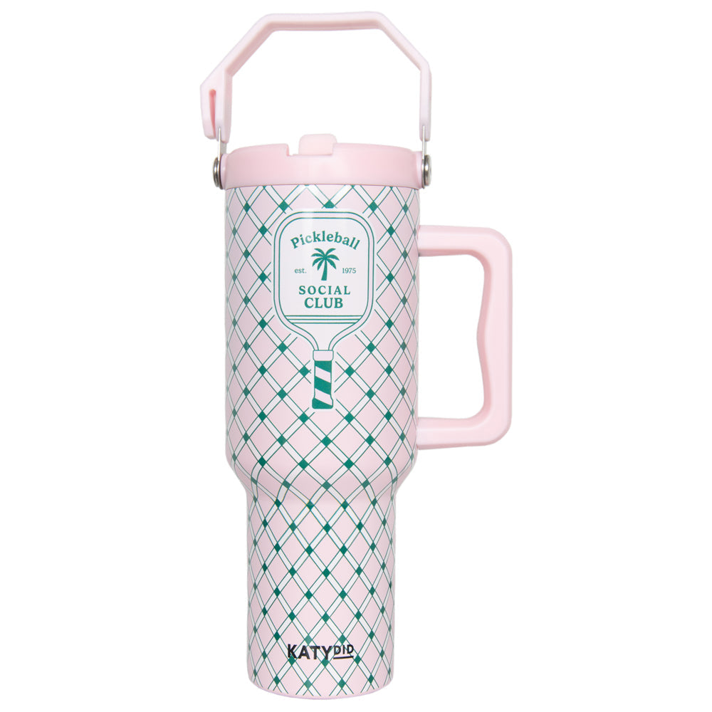Pickleball Social Club 38 Oz Tumbler with Lid Handle