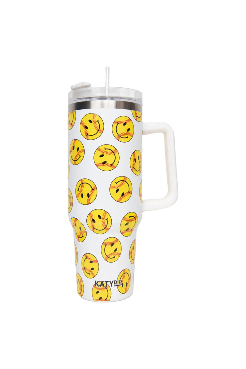 Softball Happy Face 40 Oz Tumbler