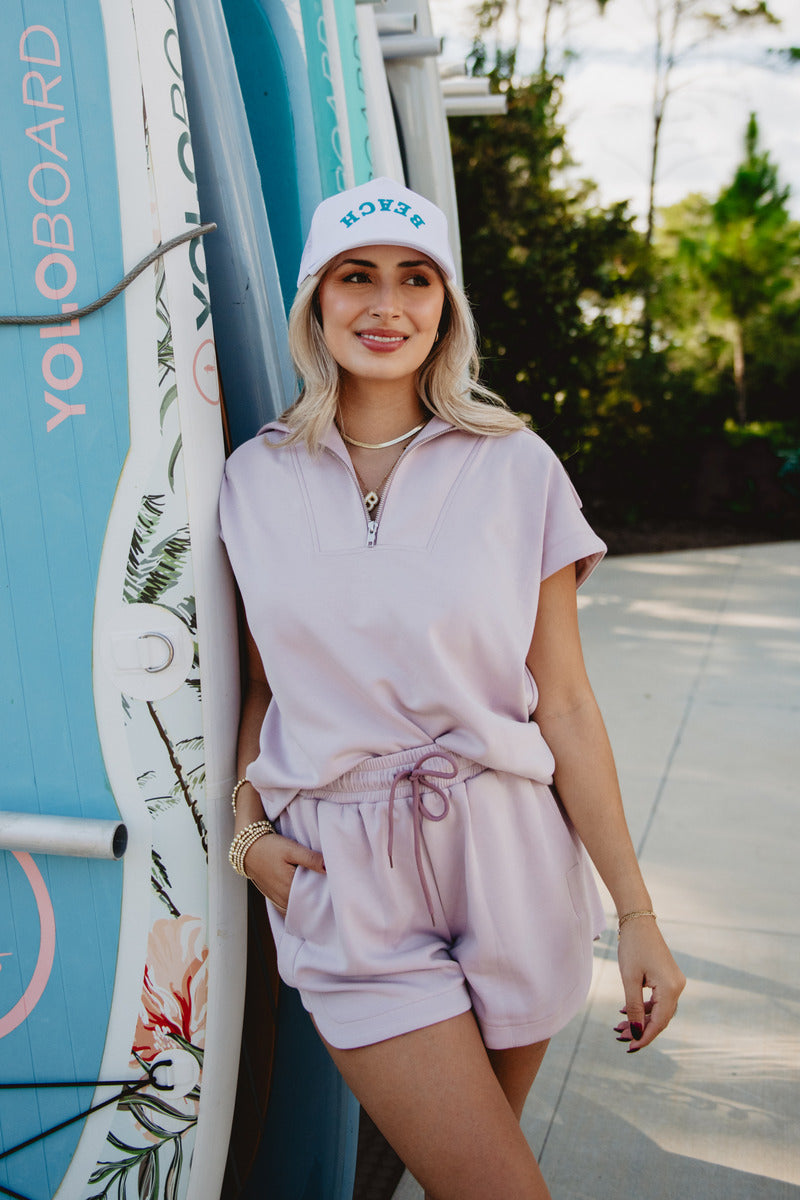 Blush Half Zip Scuba Set