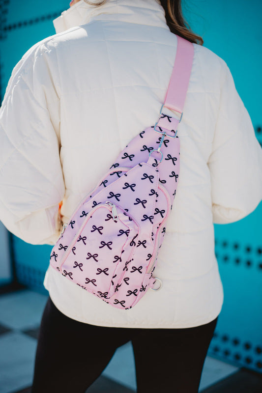 Black & Pink Mini Coquette Bows Sling Bag