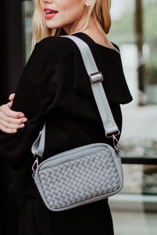 Gray Woven Cute Crossbody Bag