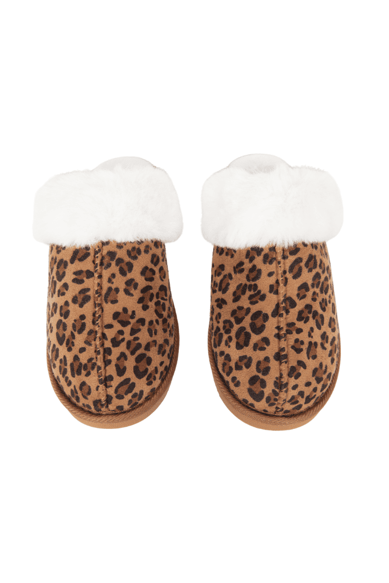 Leopard Print Faux Fur Comfy Slippers