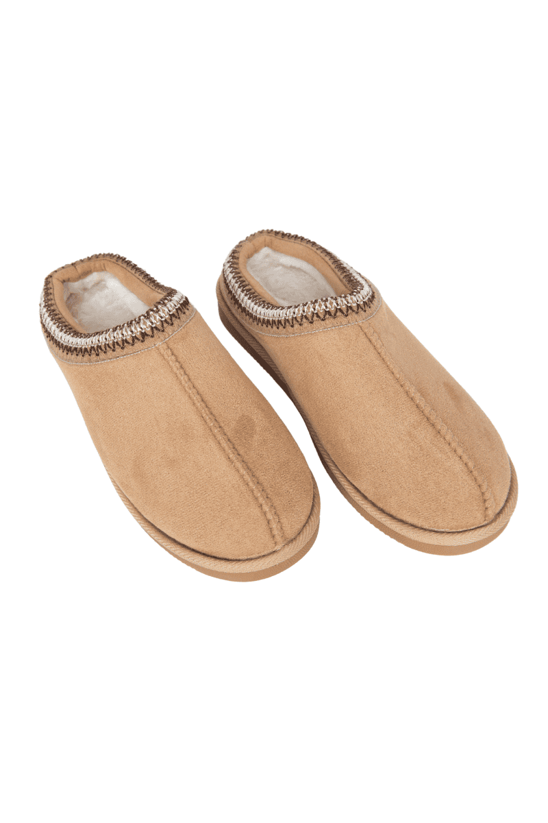 Sand Embroidered Slip-On House Shoes