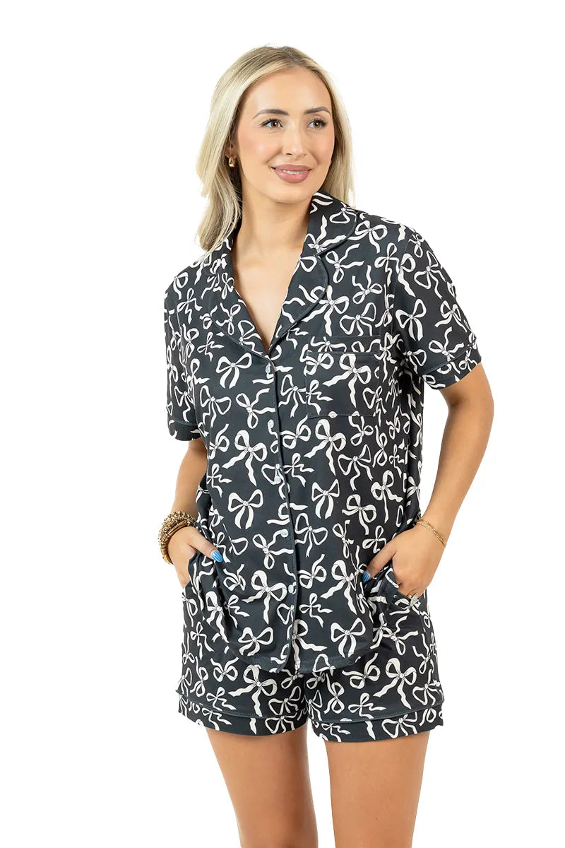 Black Shorts Set Bow Pajamas