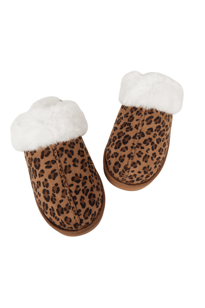 Leopard Print Faux Fur Comfy Slippers