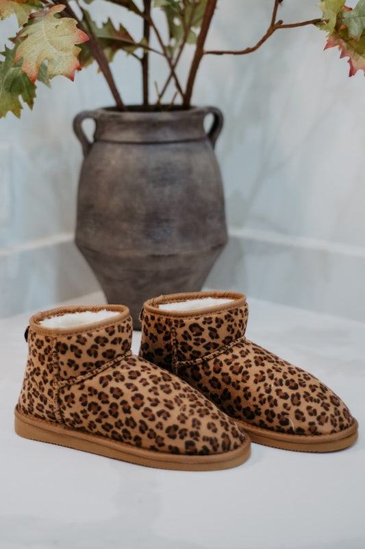 Leopard Print Fur Mini Ankle Boots