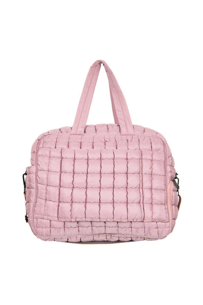 Mauve Quilted Weekend Duffel Bag w/ Pass-Thru Slip