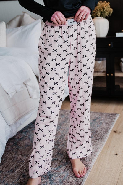 Mini Black Bow Light Pink Soft Boxer Pants