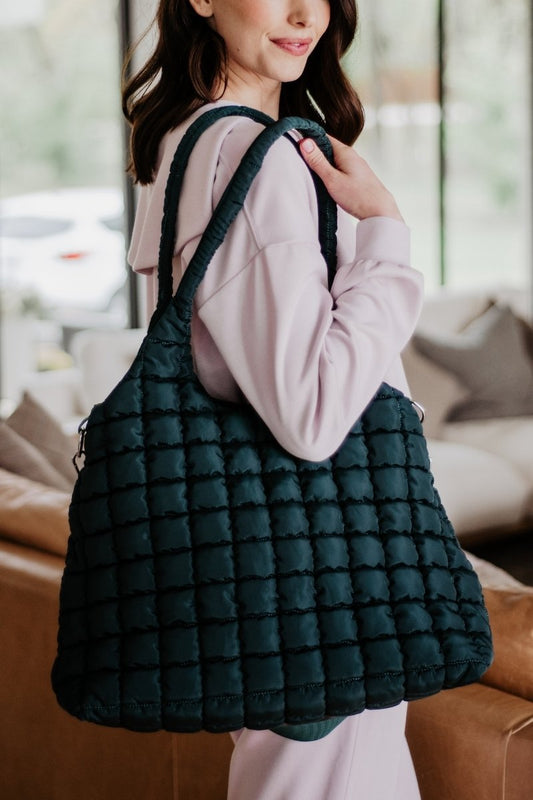 Forest Green Rectangular Tote Bag Puffer
