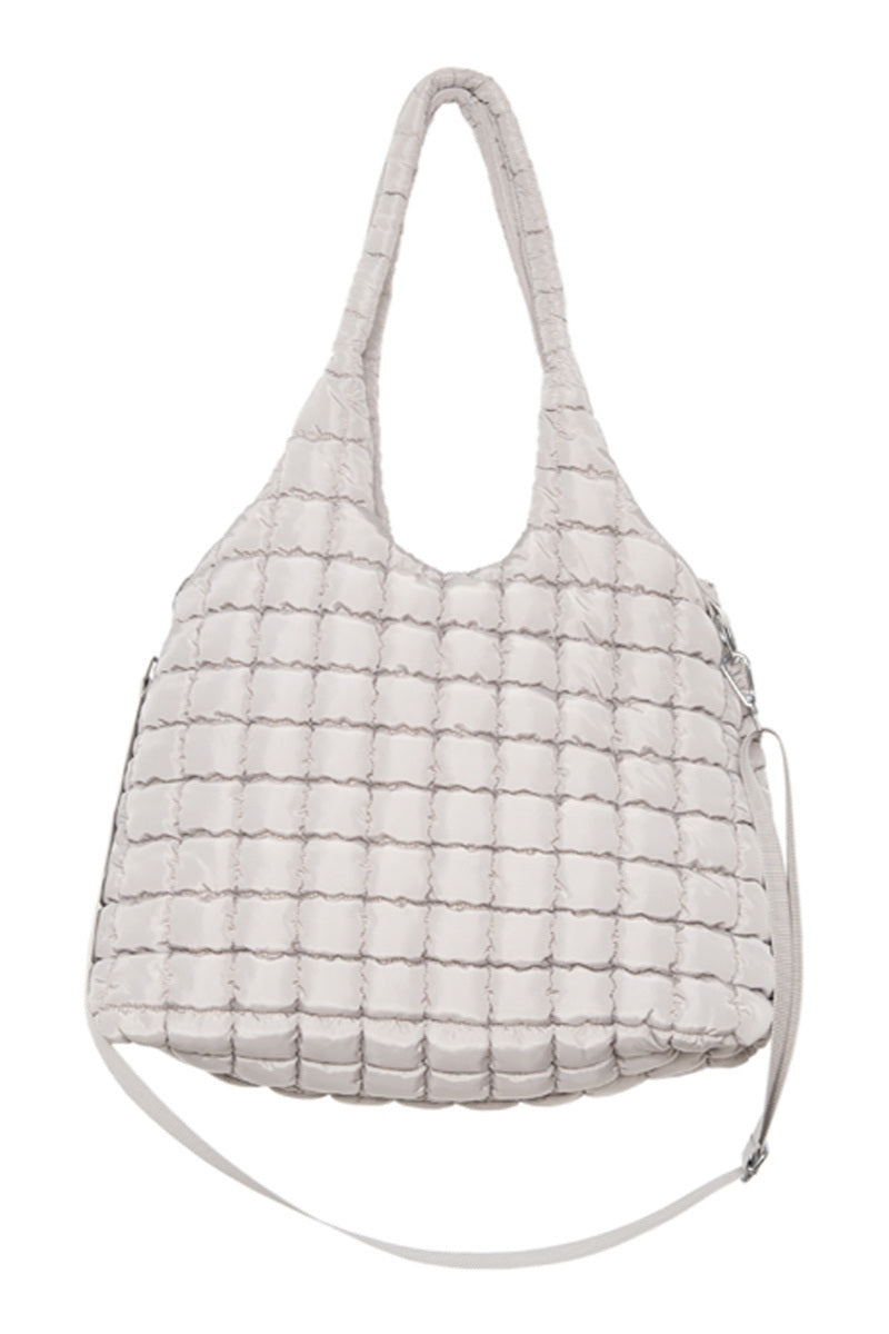 Sand Rectangular Quilted Tote Bag Puffer