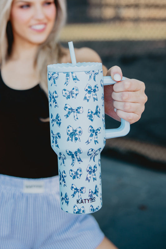 Toile Coquette Bows Stainless Steel Tumbler