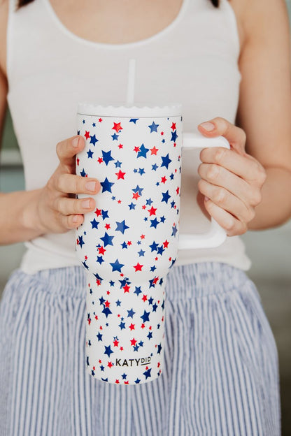 Red. White. Blue STAR 38 Oz Tumbler w/ Handle