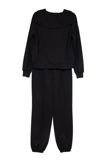 Black Matching Scuba Pants Set