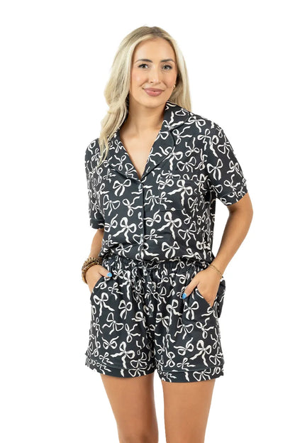 Black Shorts Set Bow Pajamas