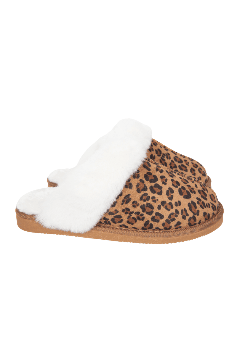 Leopard Print Faux Fur Comfy Slippers