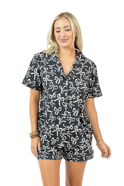 Black Shorts Set Bow Pajamas