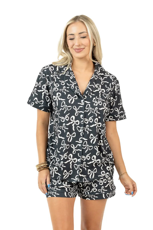 Black Shorts Set Bow Pajamas