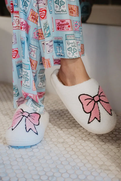 Light Pink Bow Slippers