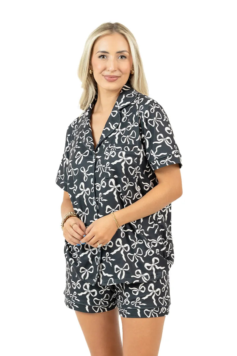 Black Shorts Set Bow Pajamas
