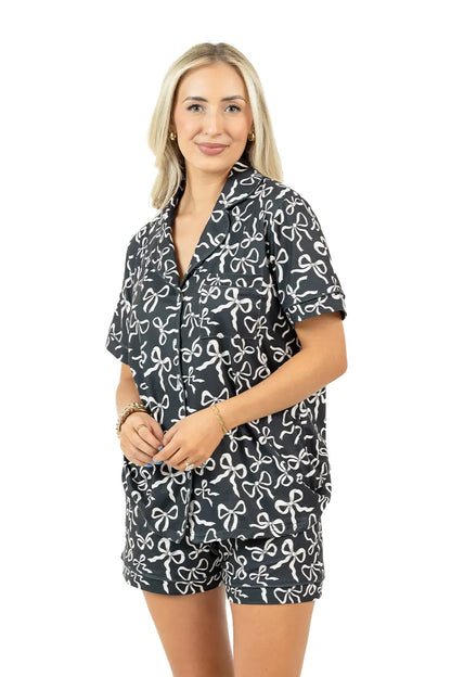 Black Shorts Set Bow Pajamas